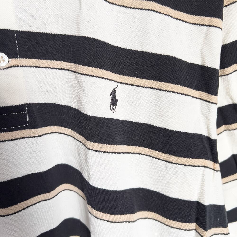 Polo Ralph Lauren Golf Polo Striped Shirt Black Tan Ivory Large - Picture 3 of 5